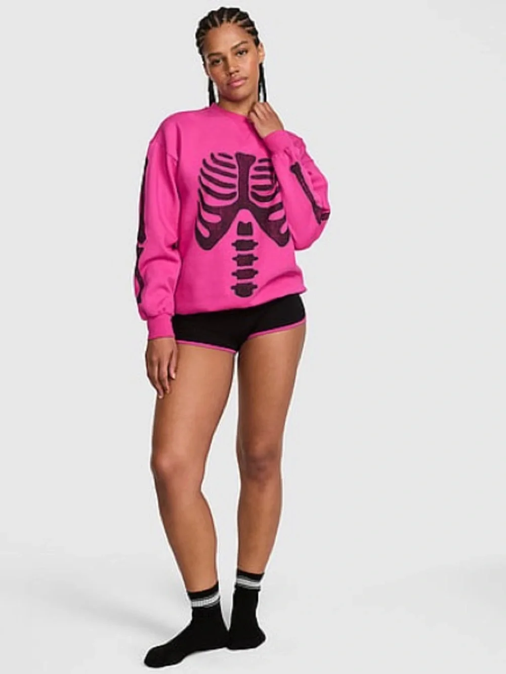 PINK Victoria's Secret /// Women’s Campus Fleece Crewneck - Pink Fire Halloween